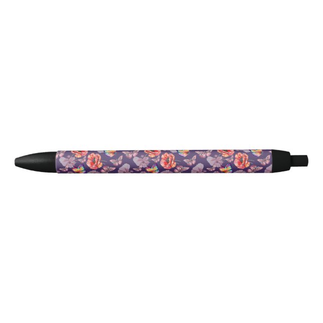 Schmetterlinge und Mohnblumen Kugelschreiber (Vorderseite)