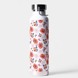Schmetterlinge und Mohnblumen Trinkflasche