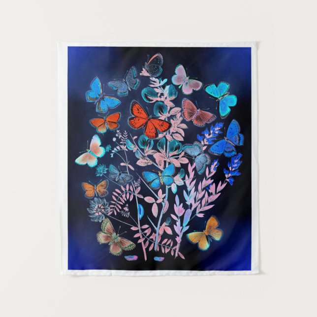 Schmetterlinge und Motten über Blume Wandteppich (Vorderseite)