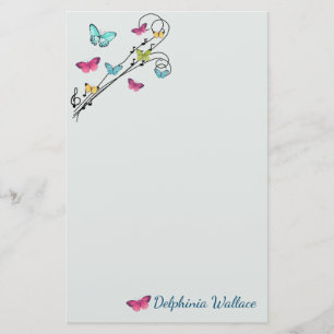 Schmetterlinge und Musik Briefpapier