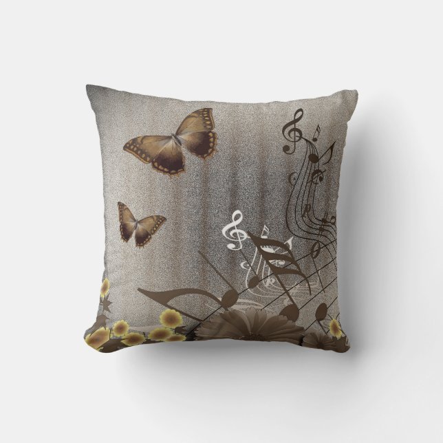 Schmetterlinge und Musiknoten Kissen (Vorderseite)