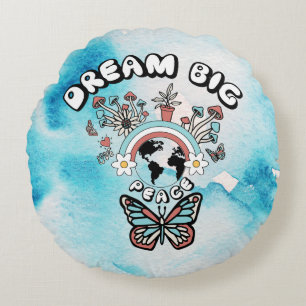 Schmetterlinge und Pilze Träumen Große positive In Rundes Kissen