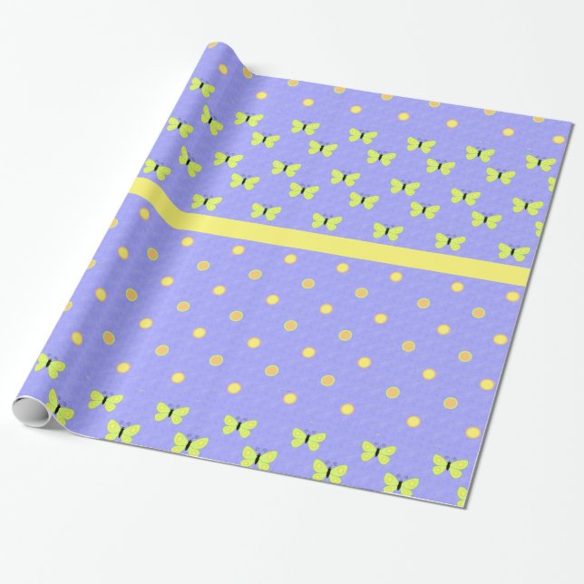 Schmetterlinge und Polka Dots Umschlagpapier Geschenkpapier (Ungerollt)