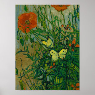 Schmetterlinge und Poppies, 1889 von Vincent van G Poster