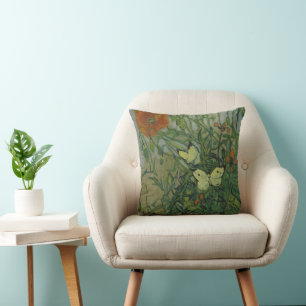 Schmetterlinge und Poppies von Vincent van Gogh Kissen