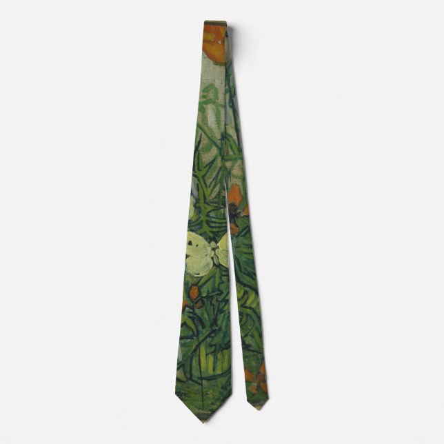 Schmetterlinge und Poppies von Vincent van Gogh Krawatte (Vorderseite)