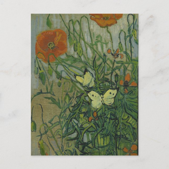 Schmetterlinge und Poppies von Vincent van Gogh Postkarte (Vorderseite)