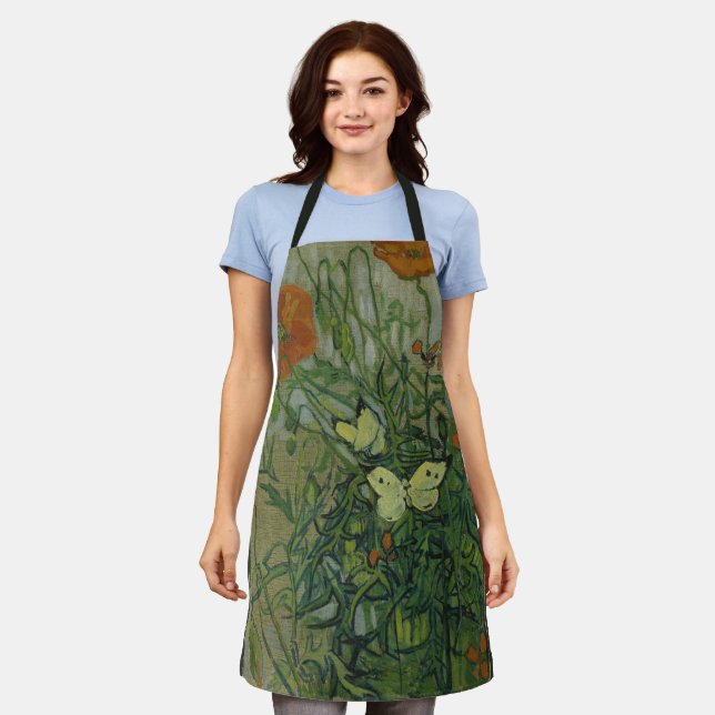 Schmetterlinge und Poppies von Vincent van Gogh Schürze (Getragen)
