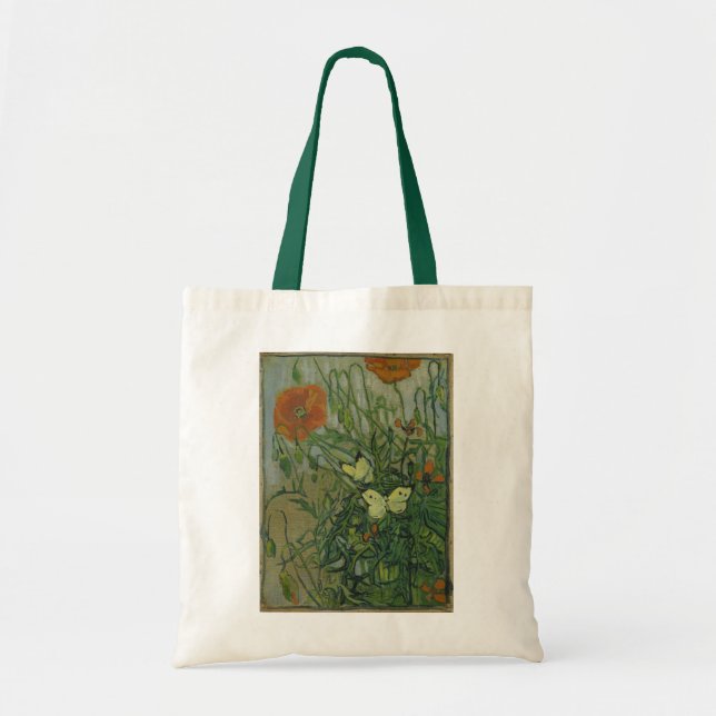 Schmetterlinge und Poppies von Vincent van Gogh Tragetasche (Vorne)