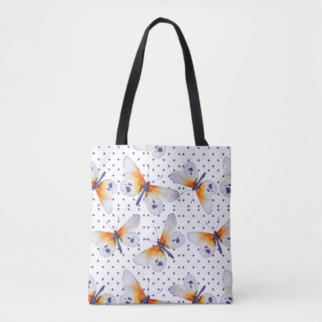 Schmetterlinge und Punkte Tasche (Vorderseite)