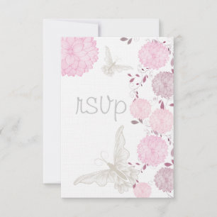 Schmetterlinge und rosa Chrysanthemen UAWG RSVP Karte