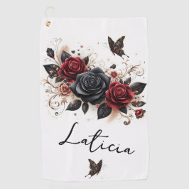 Schmetterlinge und Rose Golfhandtuch