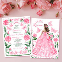 Schmetterlinge und Rose Rosa Prinzessin Quinceaner