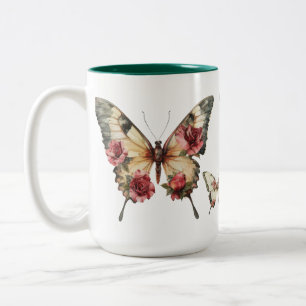Schmetterlinge und Rosen Zweifarbige Tasse