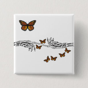 Schmetterlinge und Skelette Button