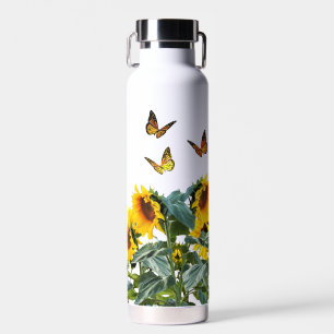 Schmetterlinge und Sonnenblumen  Trinkflasche