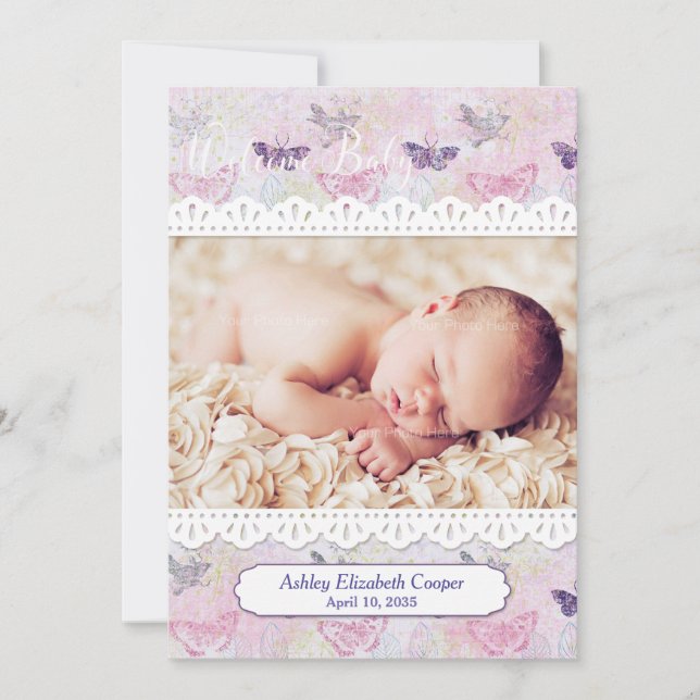 Schmetterlinge und Spitzen, Ankündigung von Baby-F (Vorderseite)