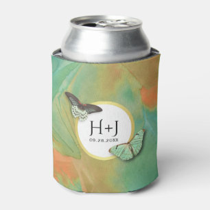 Schmetterlinge und Südwestfarben mit Monogramm Dosenkühler