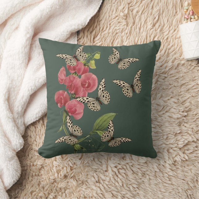 Schmetterlinge und süße Erbsen-Blume Kissen (Decke)