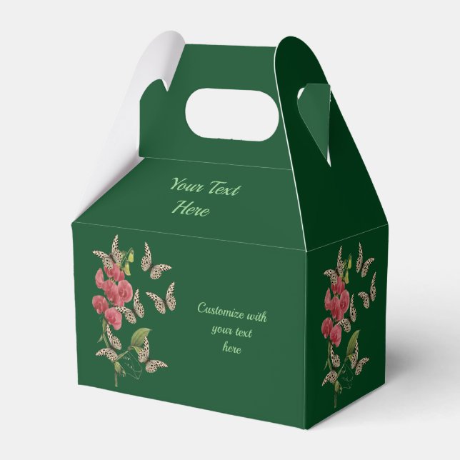 Schmetterlinge und süße Erbsen-Blume Personalisier Geschenkschachtel (Vorderseite)