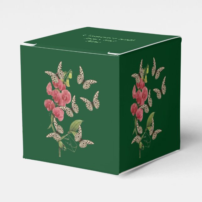 Schmetterlinge und süße Erbsen-Blume Personalisier Geschenkschachtel (Vorderseite)