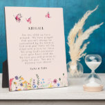 Schmetterlinge und Wildblumen Gebet für Kinder Fotoplatte<br><div class="desc">Custom Prayer Plaque. Christlich. Gebet für das Baby. Name der Person,  die Geschenk macht. Der Hintergrund ist blau. Schmetterlinge und Wildblumen.</div>