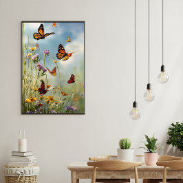 Schmetterlinge und Wildblumen Poster