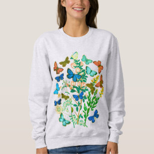 Schmetterlinge und Wildblumen Vintag botanisch Sweatshirt