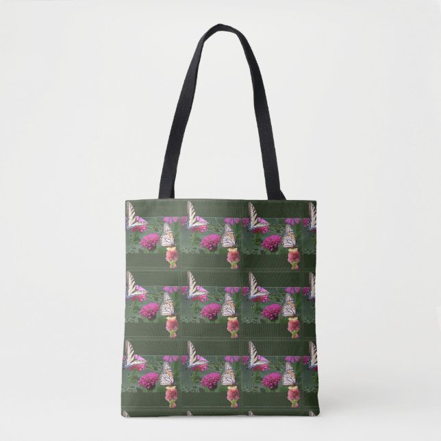 Schmetterlinge und Zinnias Tasche (Vorderseite)