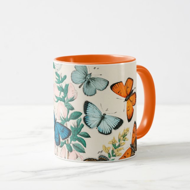 Schmetterlinge, Vintage Illustration, Tasse (VorderseiteRechts)