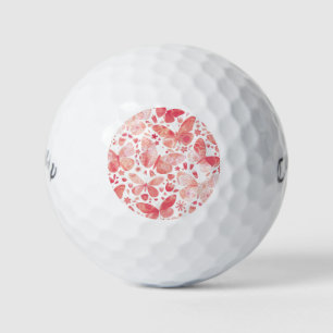 Schmetterlinge Wasserfarbe Korallen Pink Golf Ball