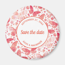 Schmetterlinge Wasserfarbe Korallenrosa Save the D Magnet