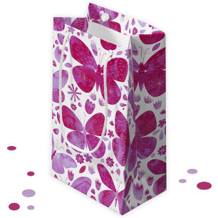Schmetterlinge Wasserfarbe Magenta Rosa Kleine Geschenktüte