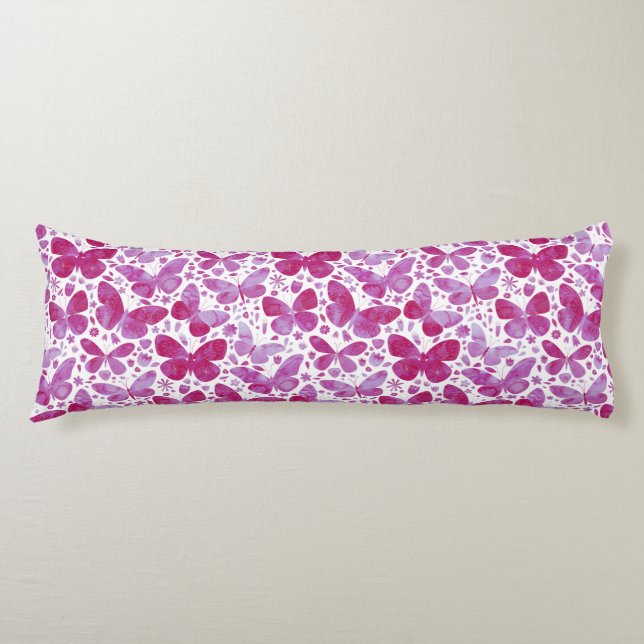 Schmetterlinge Wasserfarbe Magenta Rosa Seitenschläferkissen (Vorderseite)