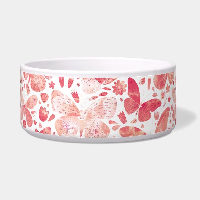 Schmetterlinge Wasserfarbenkoralle Pink Bowl Napf (Vorderseite)