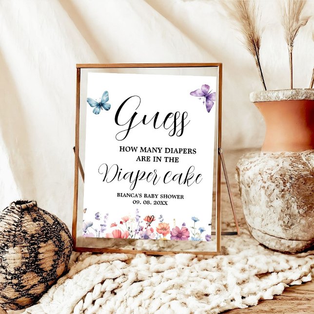 Schmetterlinge Windelkuchen mit Baby Shower Game Poster (Von Creator hochgeladen)