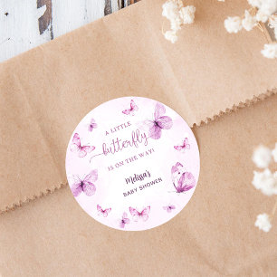 Schmetterlings-Baby-Party Runder Aufkleber