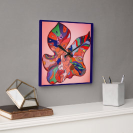 Schmetterlings-Blatt-Portrait-Uhr Quadratische Wanduhr
