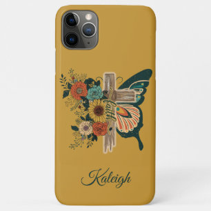 Schmetterlings-Blumen-Christen-Kreuz-Name Case-Mate iPhone Hülle