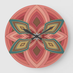 Schmetterlings-Blumen-Mandala Große Wanduhr