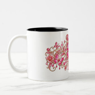 Schmetterlings-Blumendesign Rosa Zweifarbige Tasse