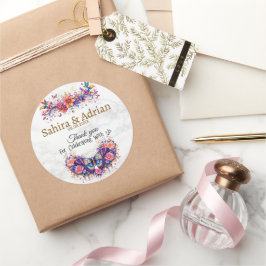 Schmetterlings-Blumengeschenktasche - Individualis Runder Aufkleber