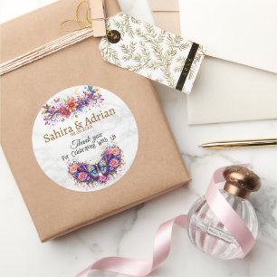 Schmetterlings-Blumengeschenktasche - Individualis Runder Aufkleber