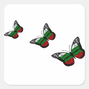 Schmetterlings-Bulgare-Flagge Quadratischer Aufkleber