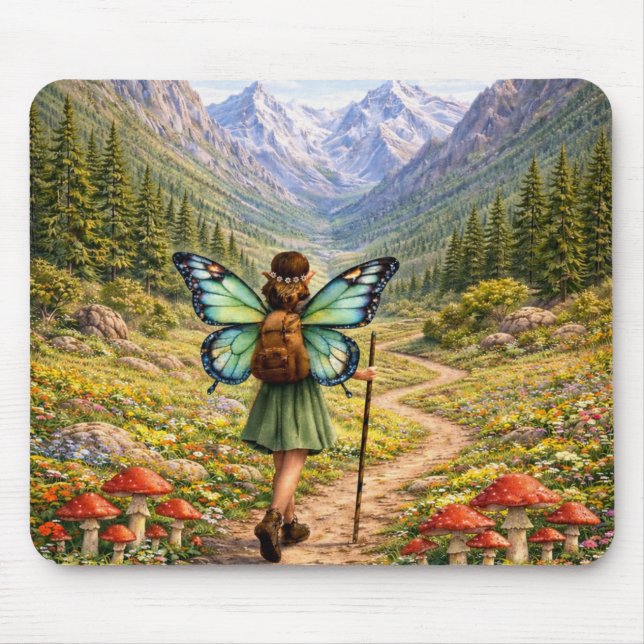 Schmetterlings-Fee-Berg-Wanderer | Fairycore-Blume Mousepad (Vorne)