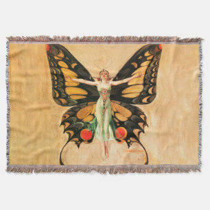 Schmetterlings-Fliegerin-Frau-Illustration Decke