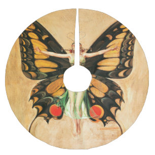 Schmetterlings-Frauen-Illustration von Leyendecker Polyester Weihnachtsbaumdecke