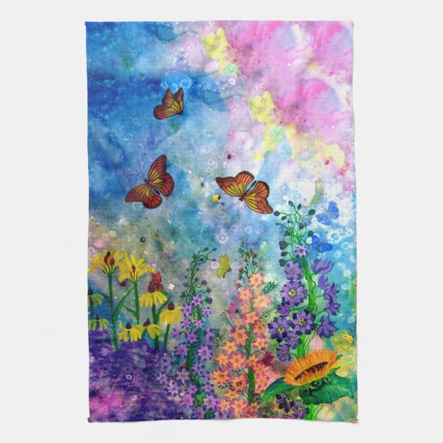Schmetterlings-Garten 16" x 24" Handtuch (Vertikal)