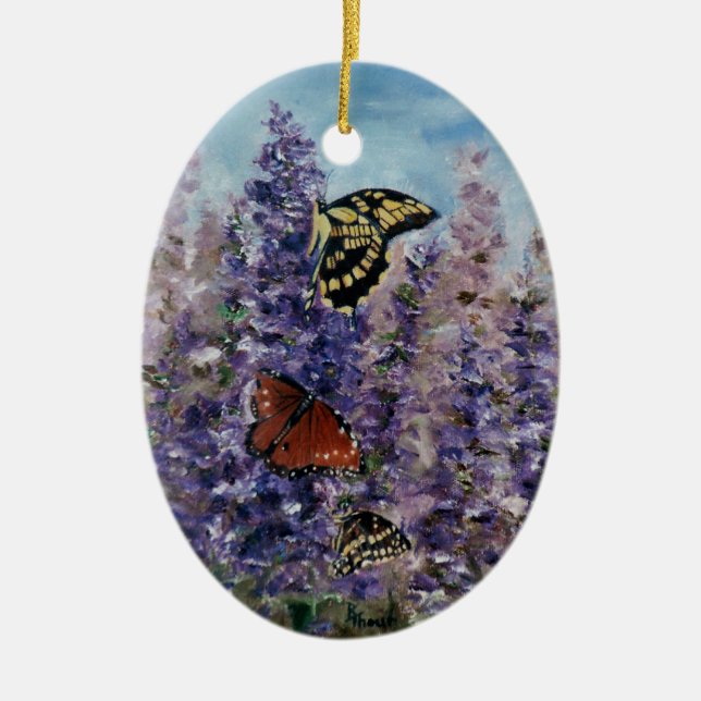 Schmetterlings-Garten-Verzierung Keramik Ornament (Vorne)
