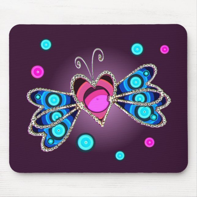 SCHMETTERLINGS-HERZEN durch SHARON SHARPE Mousepad (Vorne)